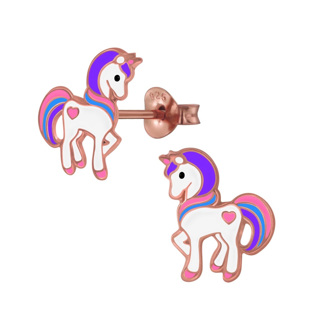 Silver Unicorn Stud Earrings