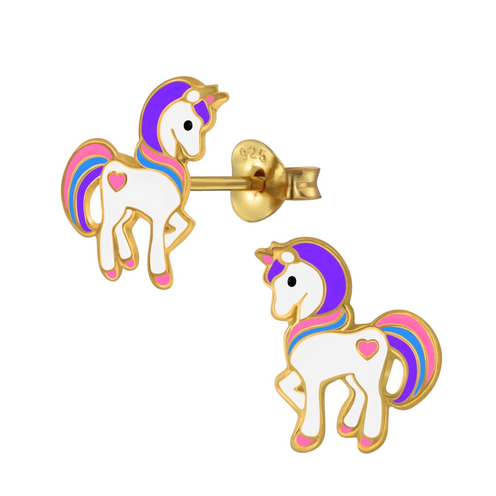 Silver Unicorn Stud Earrings