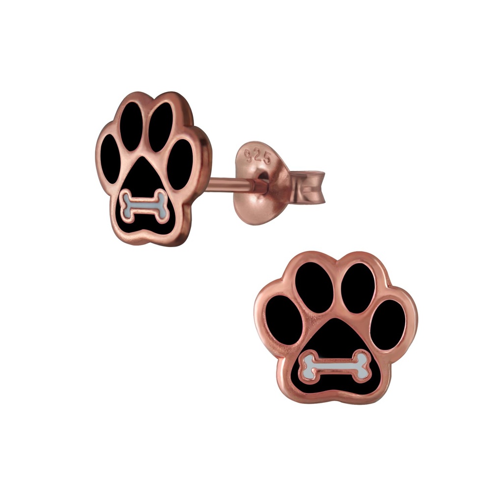 Silver Paw Print Stud Earrings