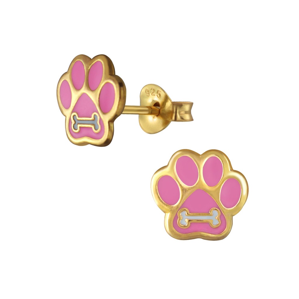 Silver Paw Print Stud Earrings