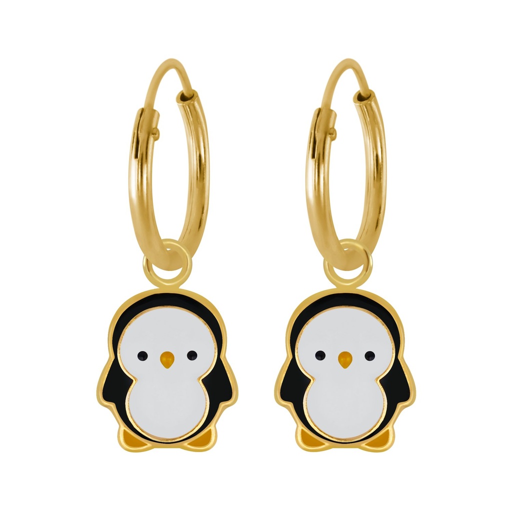 Créoles breloque pingouin en argent