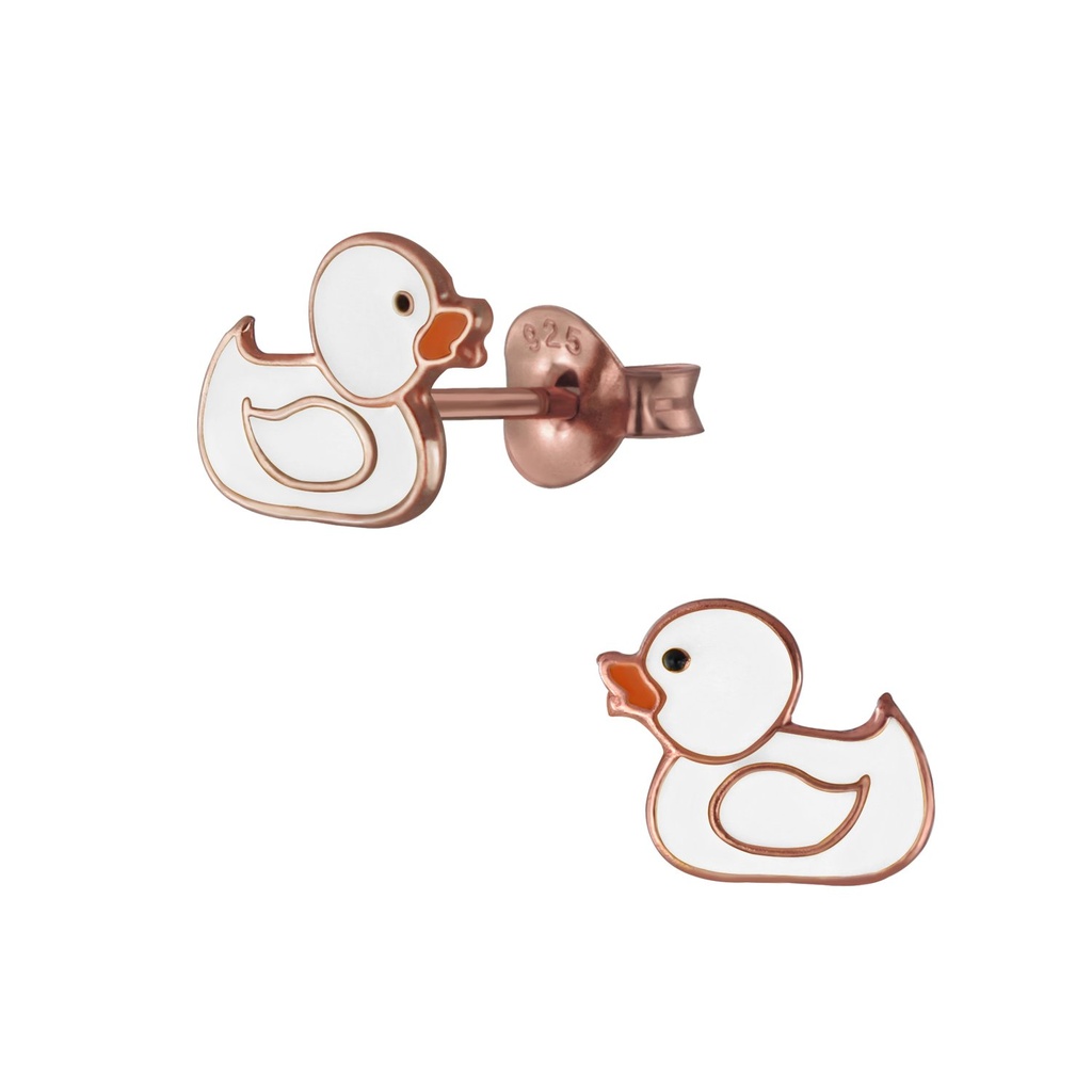 Silver Duck Stud Earrings