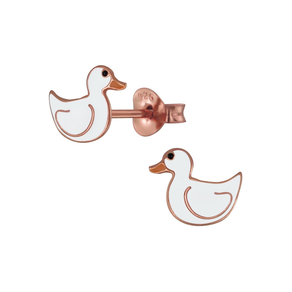 Silver Duck Stud Earrings