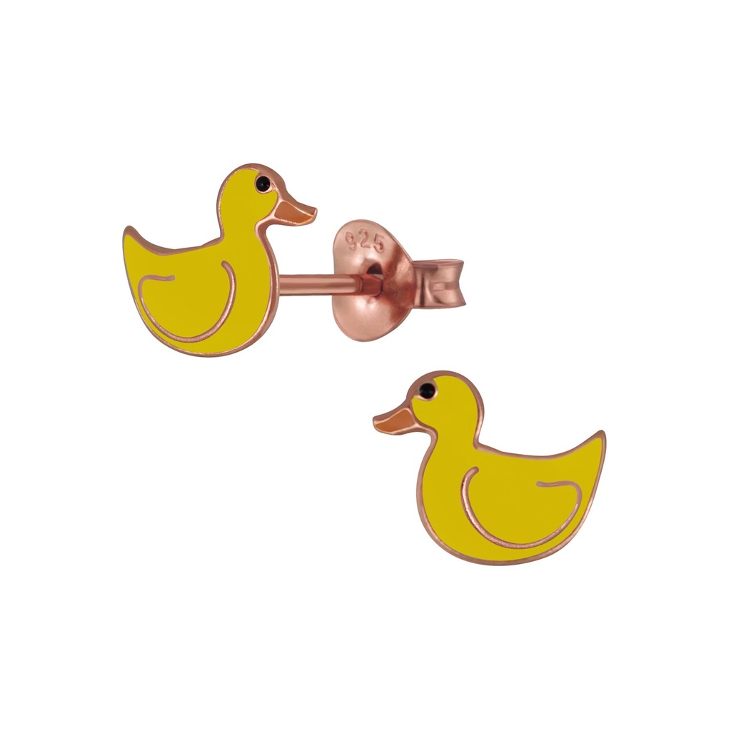 Silver Duck Stud Earrings