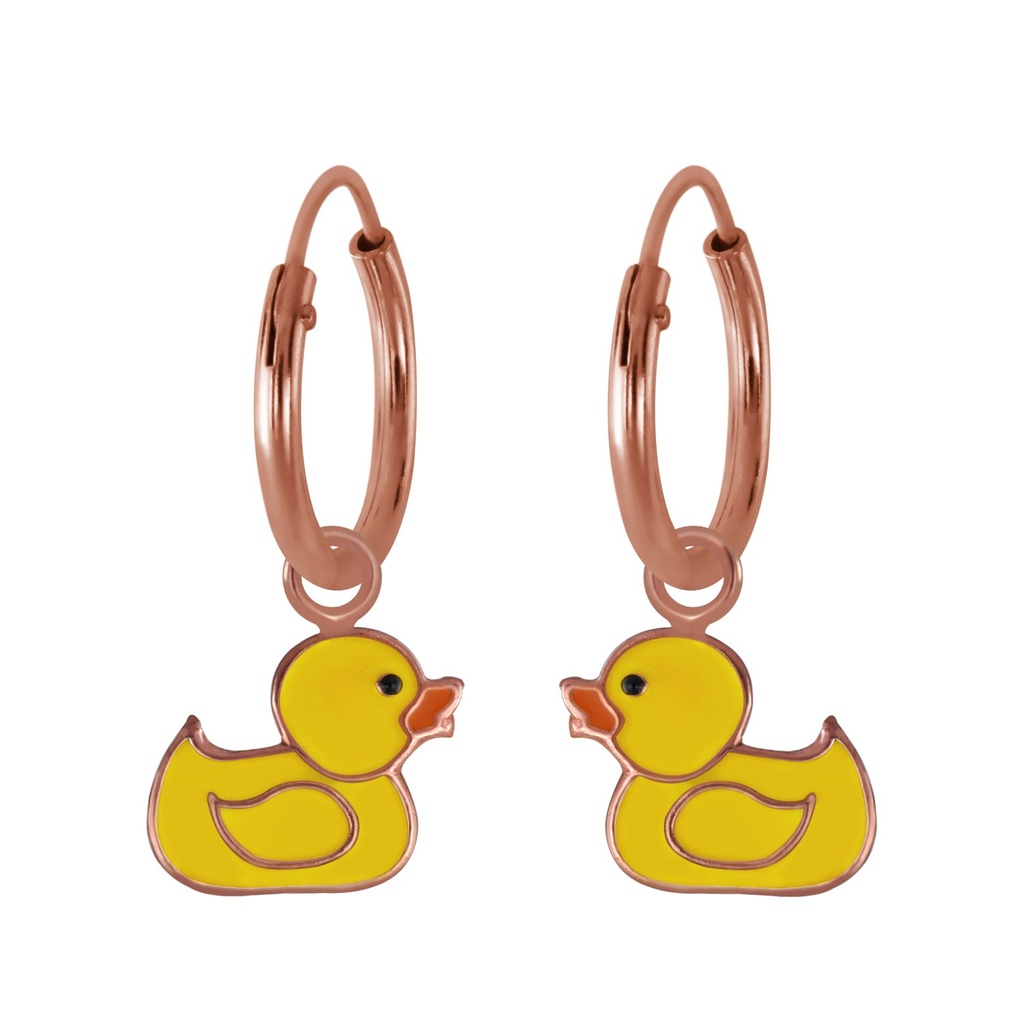 Créoles breloque canard en argent