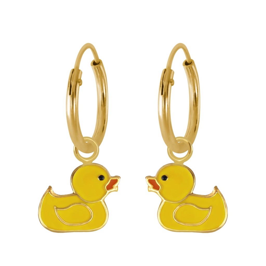 Créoles breloque canard en argent
