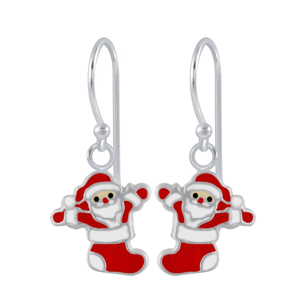 Silver Santa Earrings