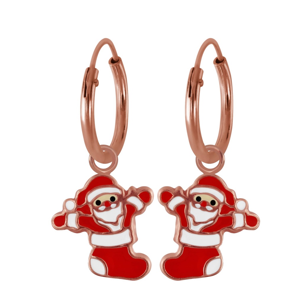 Créoles breloque père Noël en argent