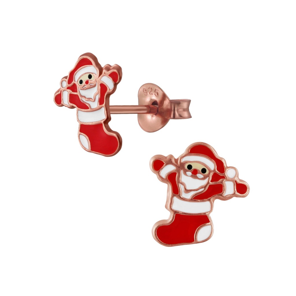 Puces d'oreilles père Noël en argent