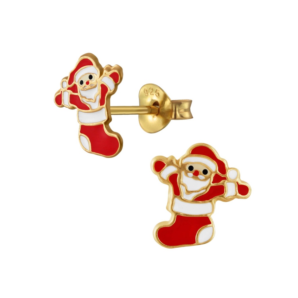 Silver Santa Stud Earrings