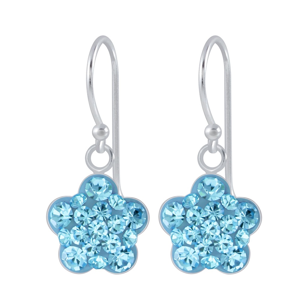 Boucles d'oreilles en argent cristal fleur