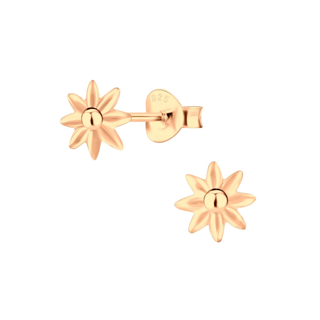 Puces d'oreilles fleur en argent