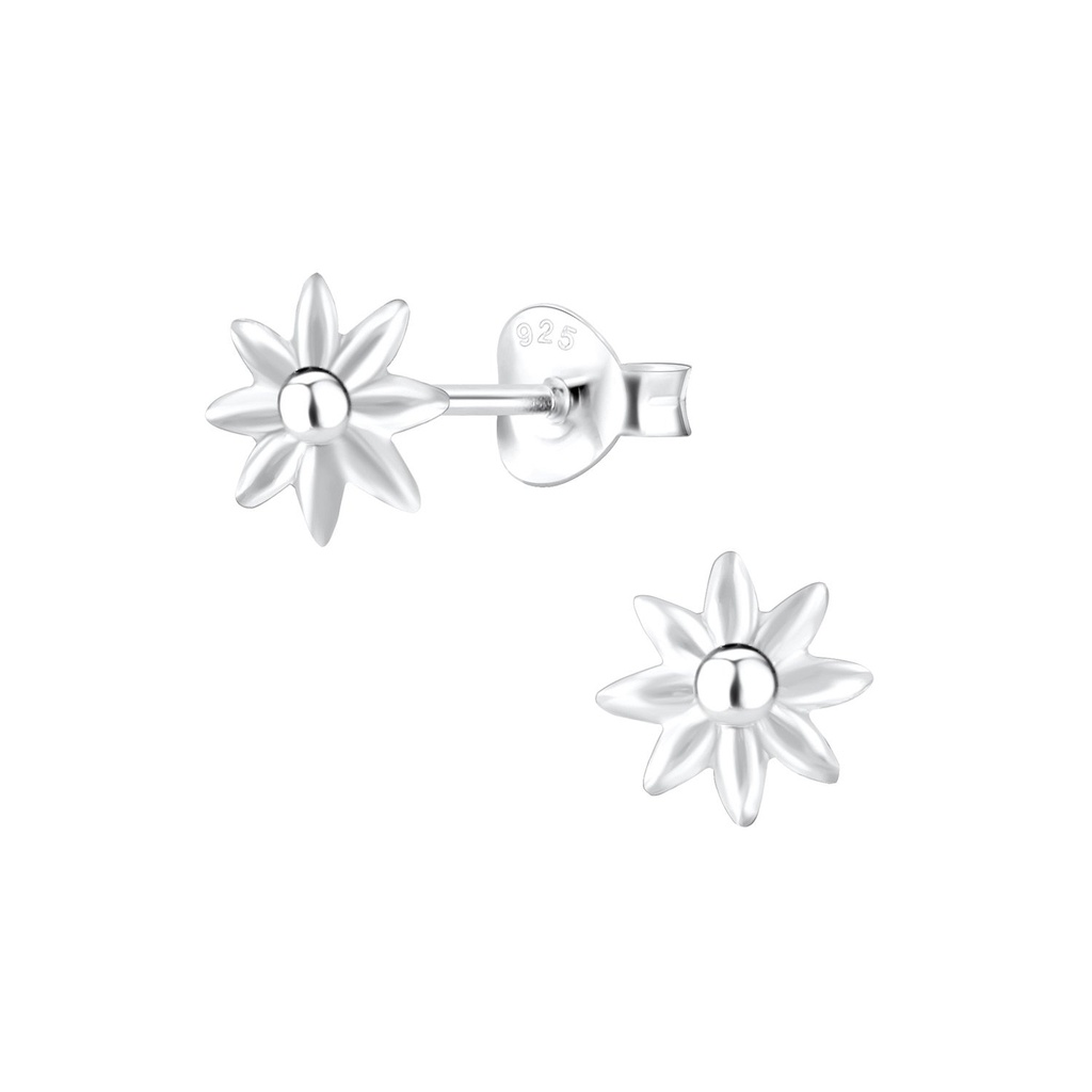 Puces d'oreilles fleur en argent