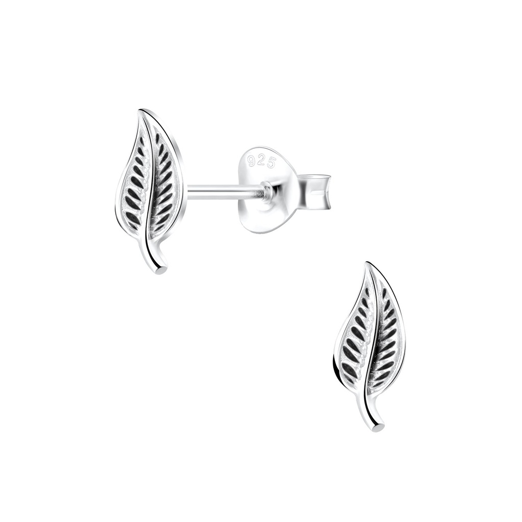 Silver Leaf Stud Earrings
