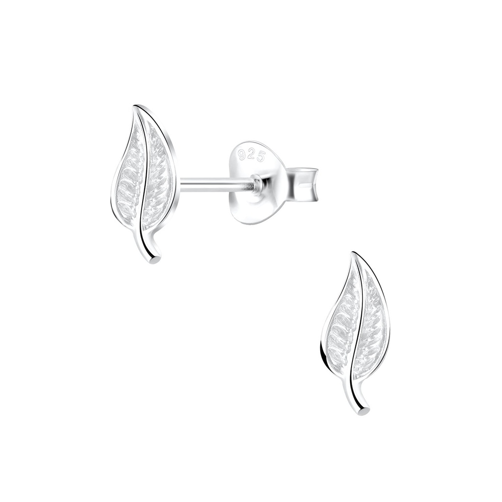 Puces d'oreilles feuille en argent