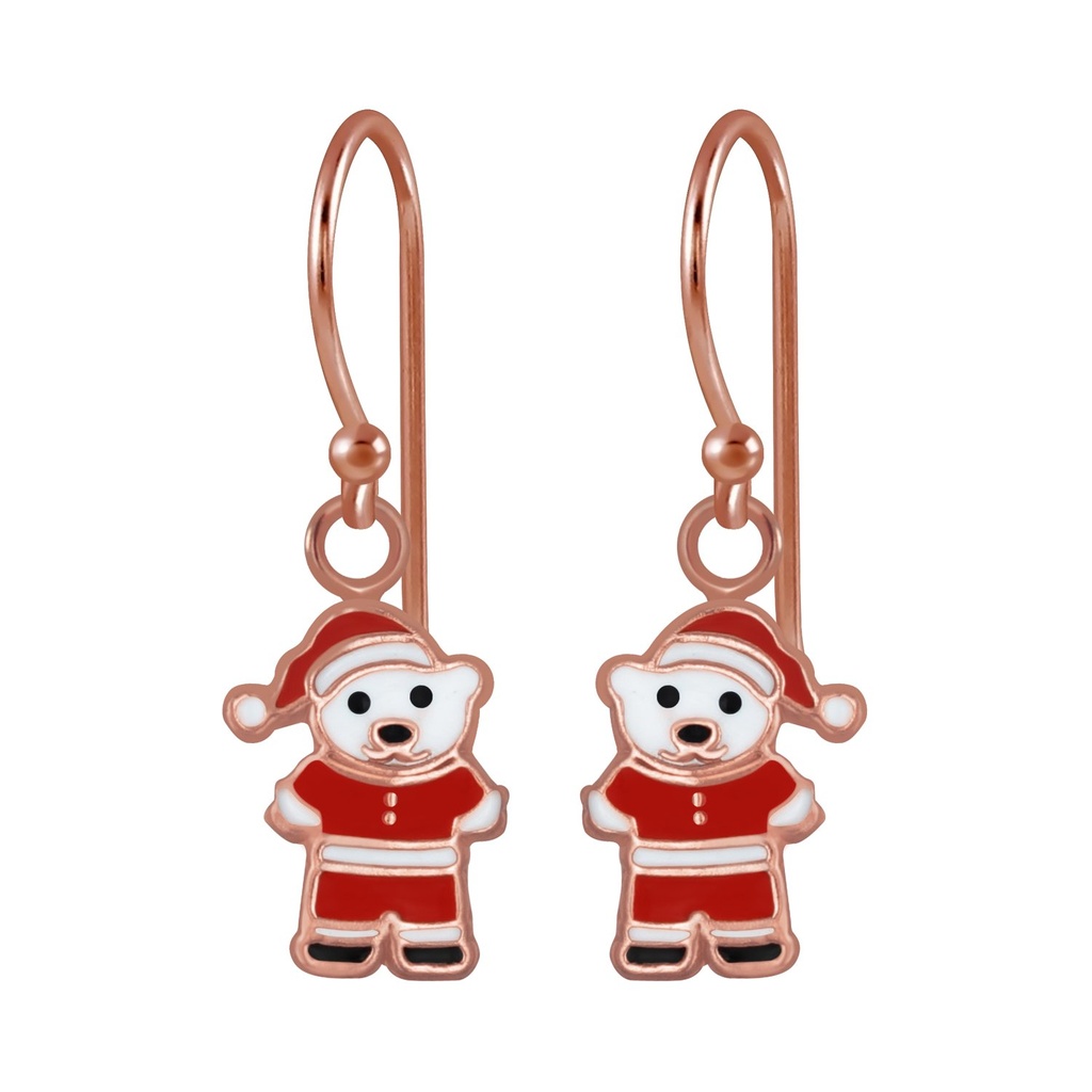 [10002880] Boucles d'oreilles ours père Noël en argent