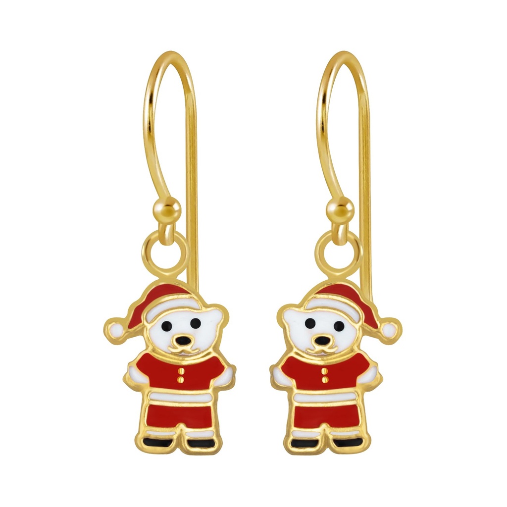Boucles d'oreilles ours père Noël en argent