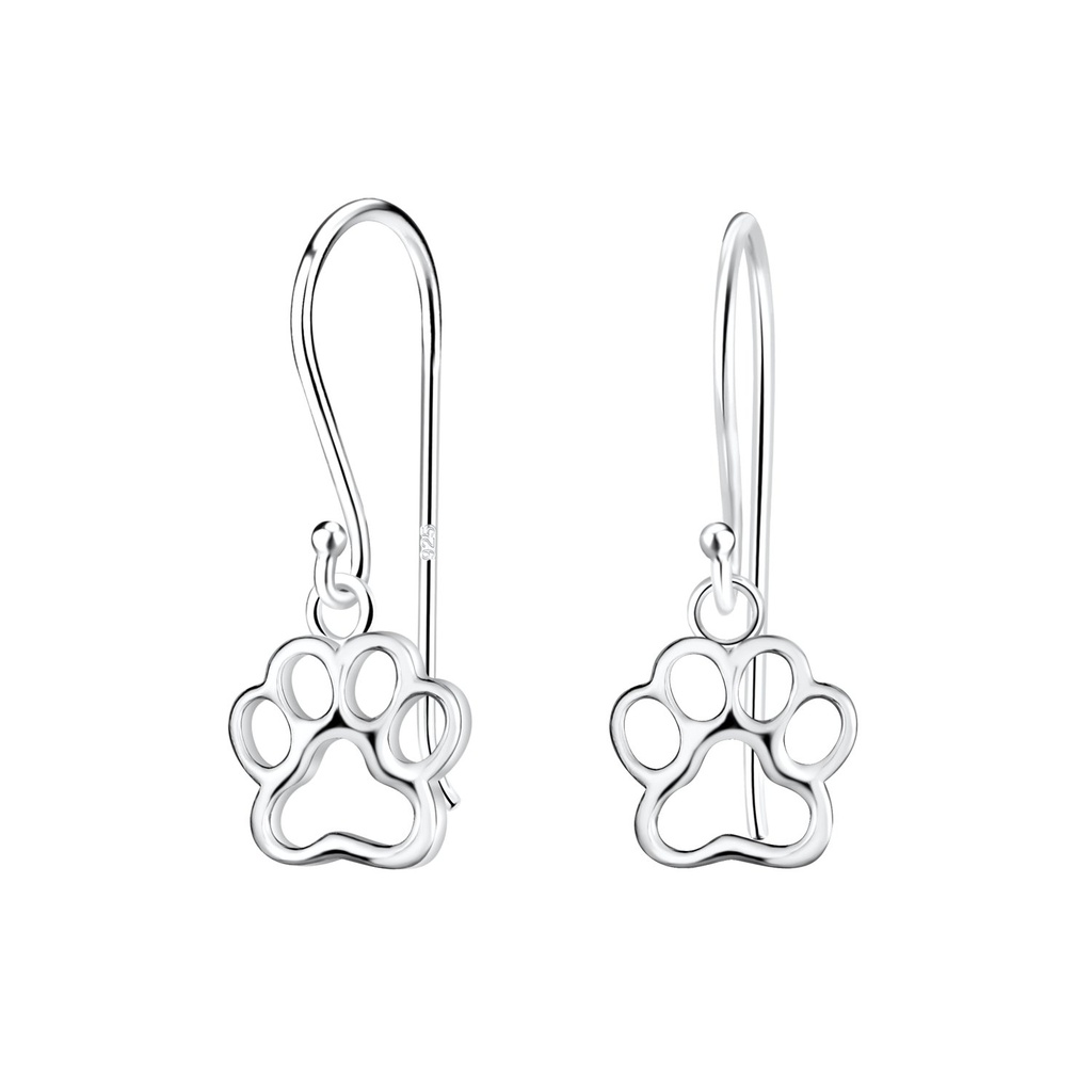 Boucles d'oreilles empreinte de patte en argent