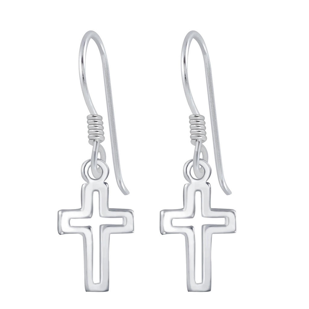 Boucles d'oreilles croix en argent