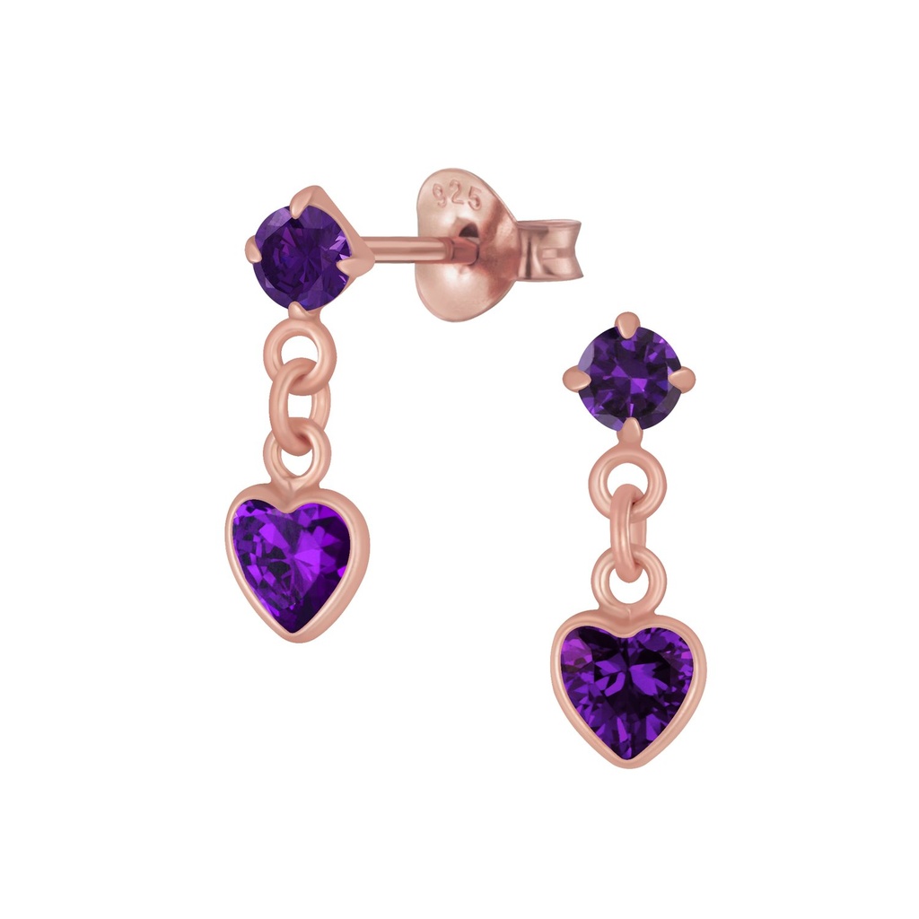 Silver Heart Drop Earrings