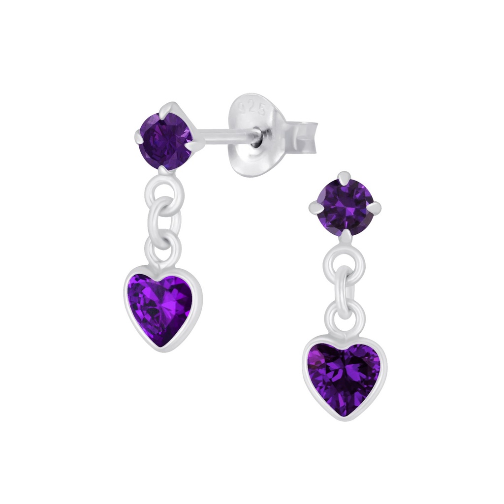 Silver Heart Drop Earrings