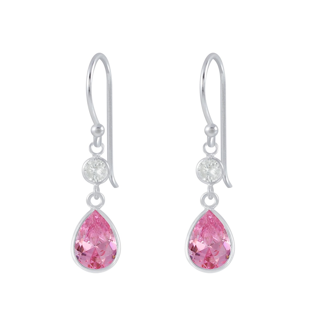 Pendants d'oreilles goutte en argent zircon