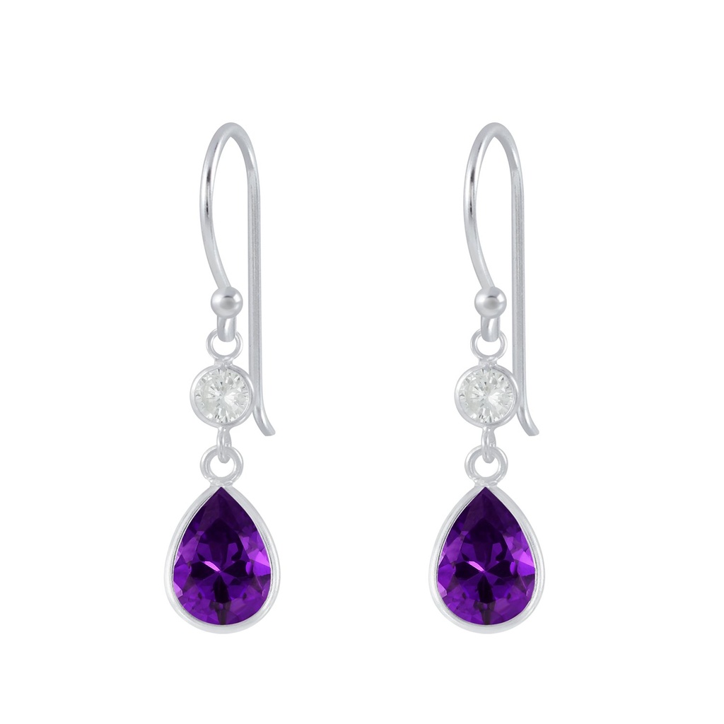 Pendants d'oreilles goutte en argent zircon
