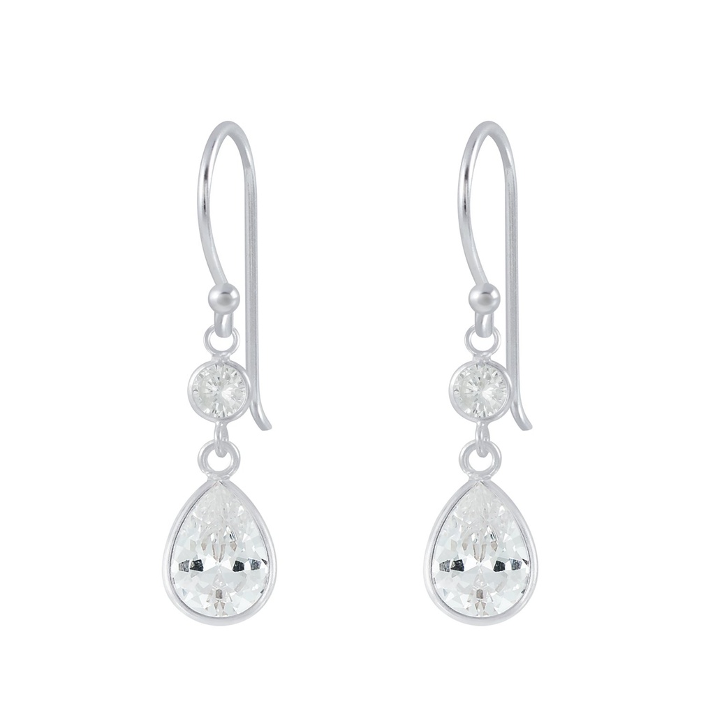 Pendants d'oreilles goutte en argent zircon