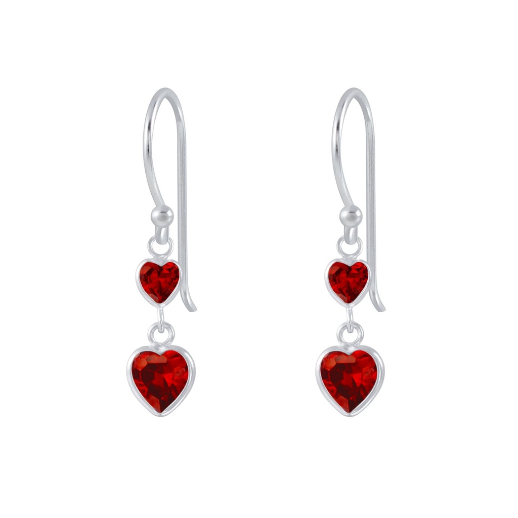 Silver Heart Cubic Zirconia Dangle Earrings