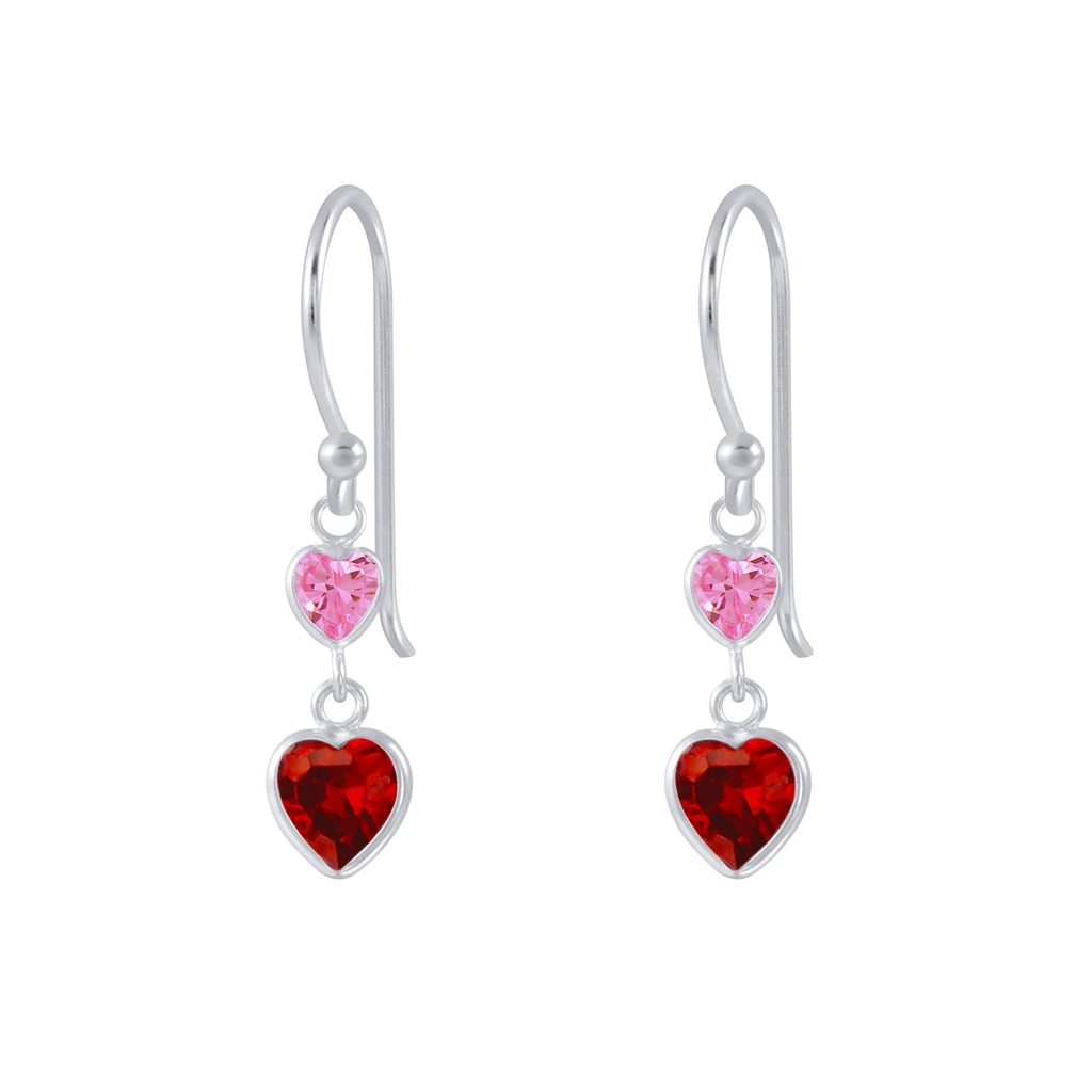 Pendants d'oreilles en argent zircon cœur