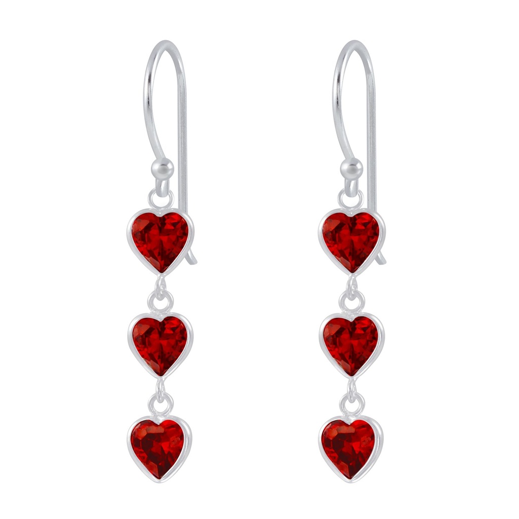 Silver Heart Cubic Zirconia Dangle Earrings