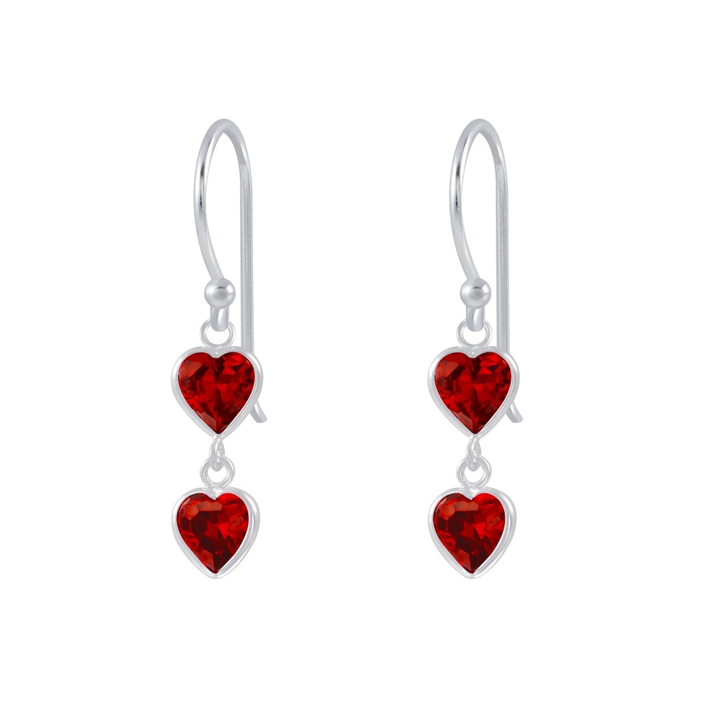 Silver Heart Cubic Zirconia Dangle Earrings