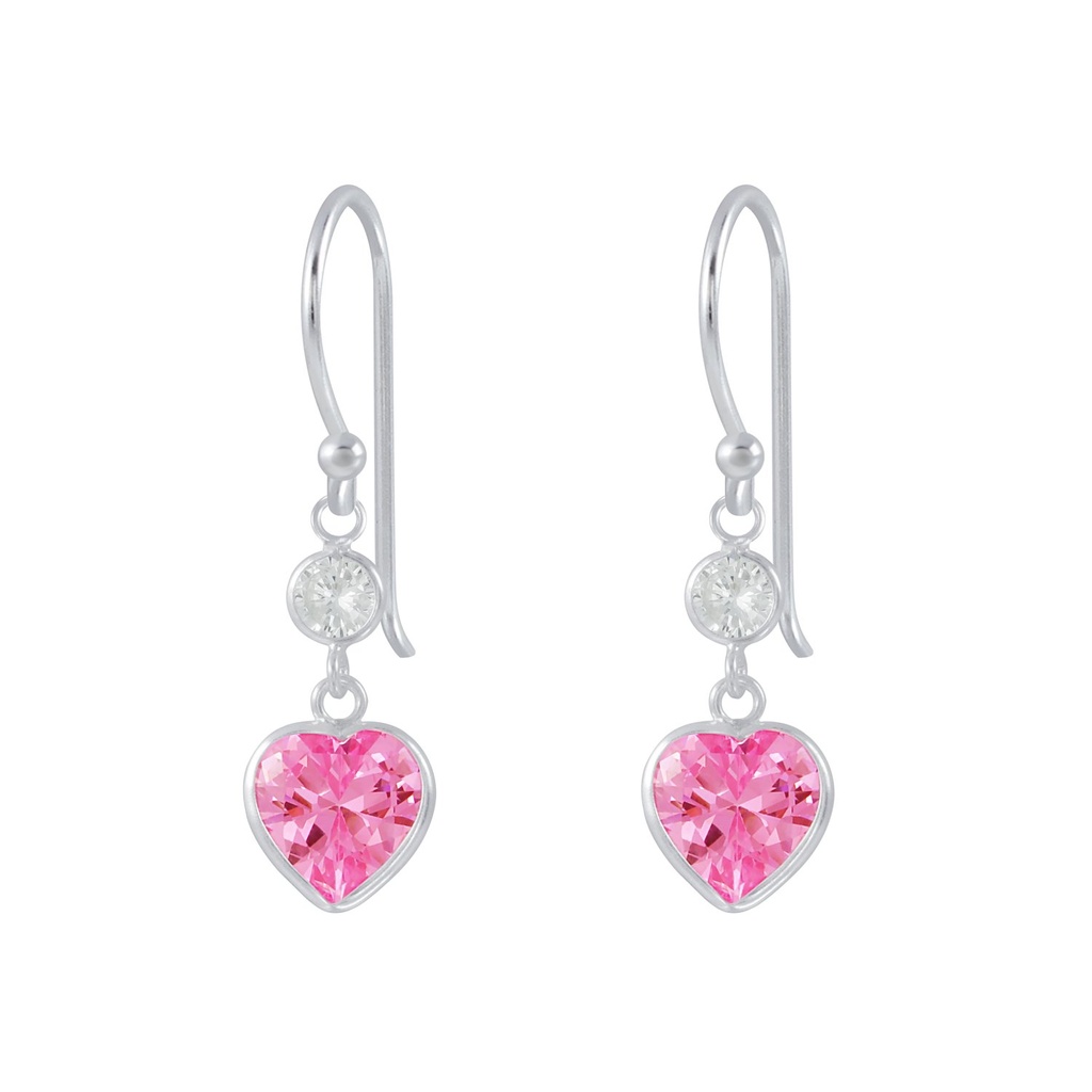 Pendants d'oreilles en argent zircon cœur
