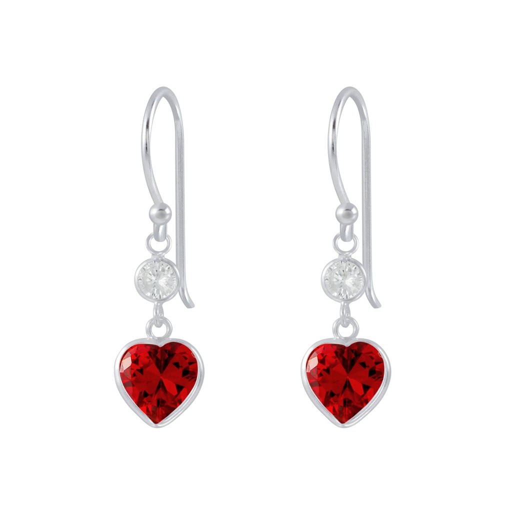 Pendants d'oreilles en argent zircon cœur
