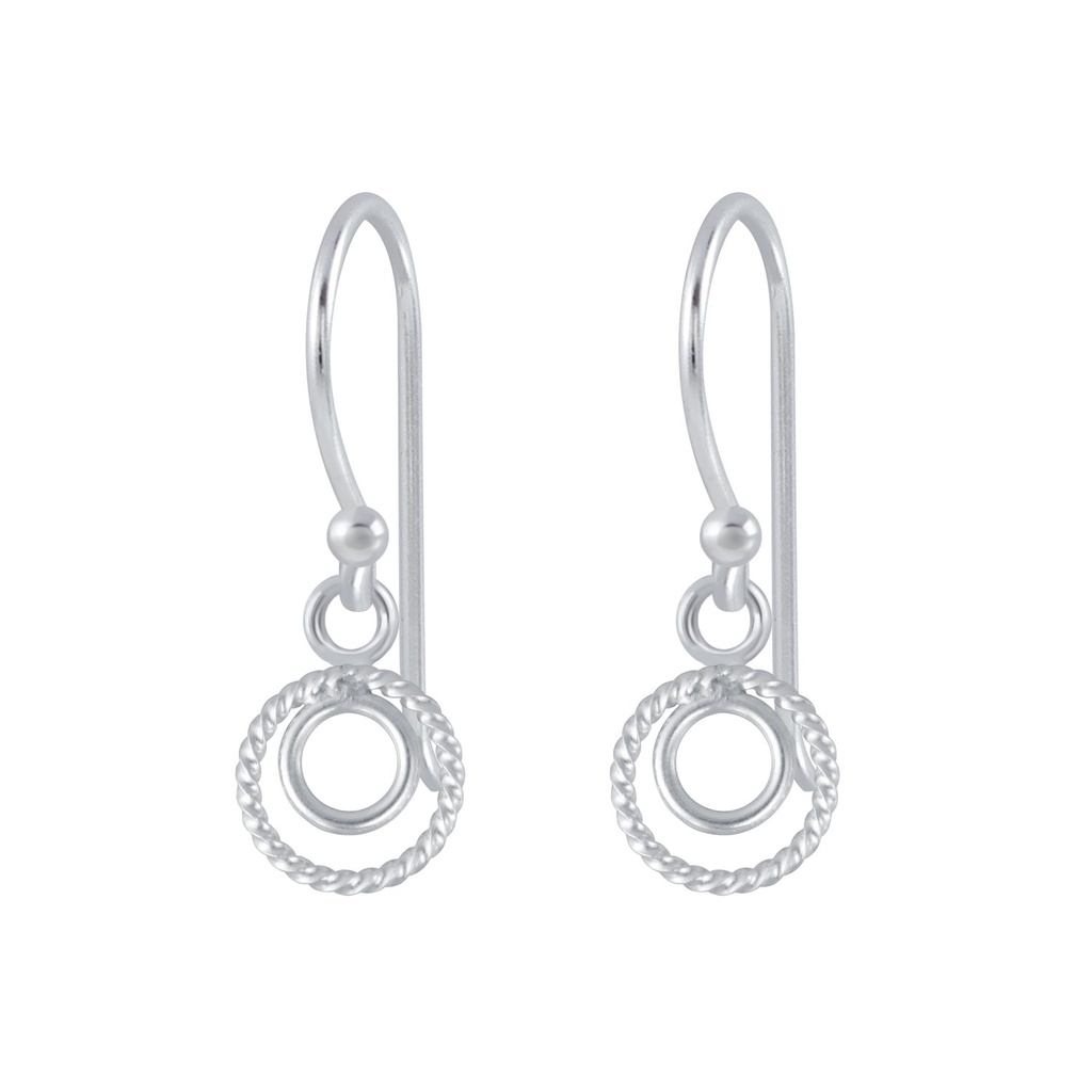 Silver Twisted Circle Earrings