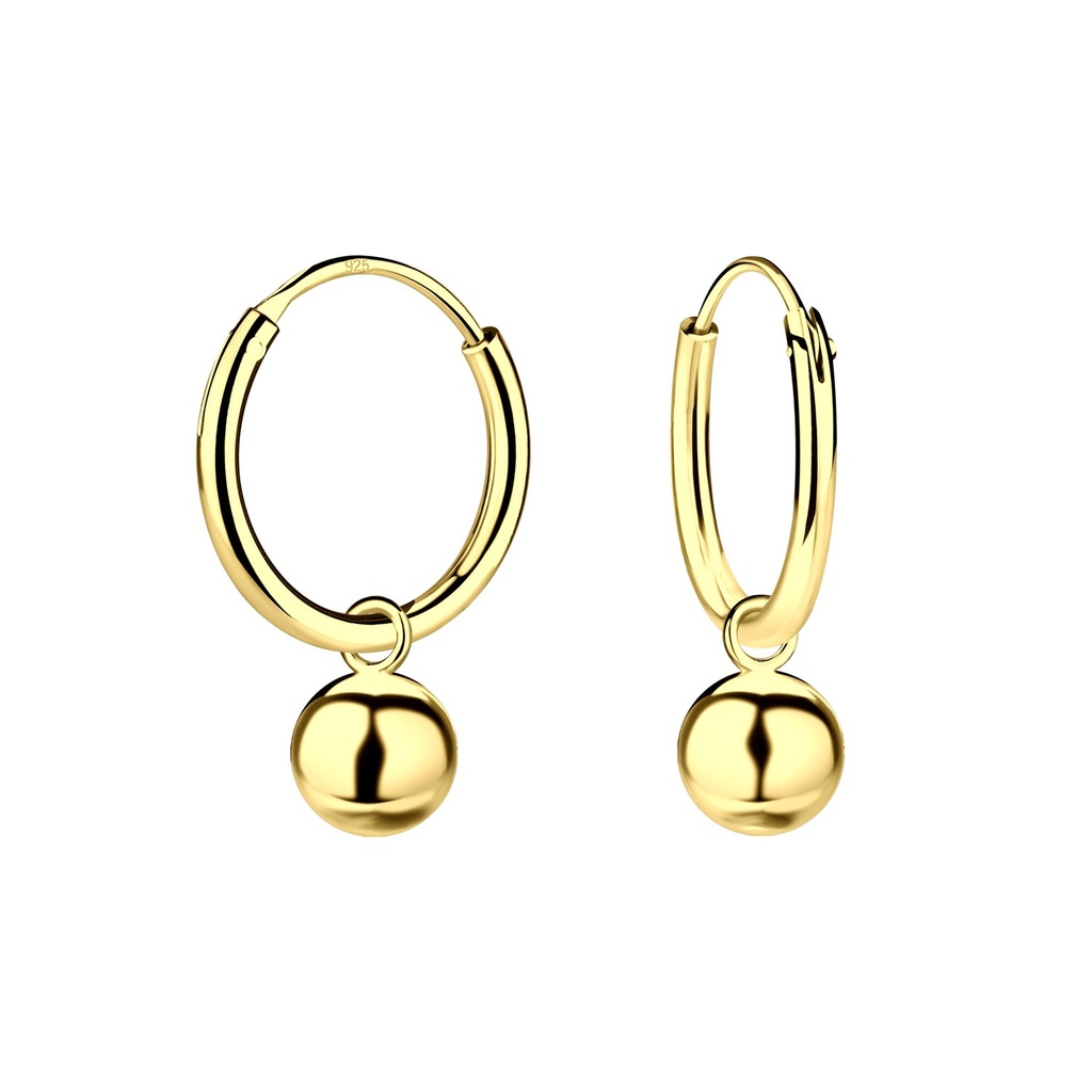 5mm Silver Ball Charm Hoop Earrings