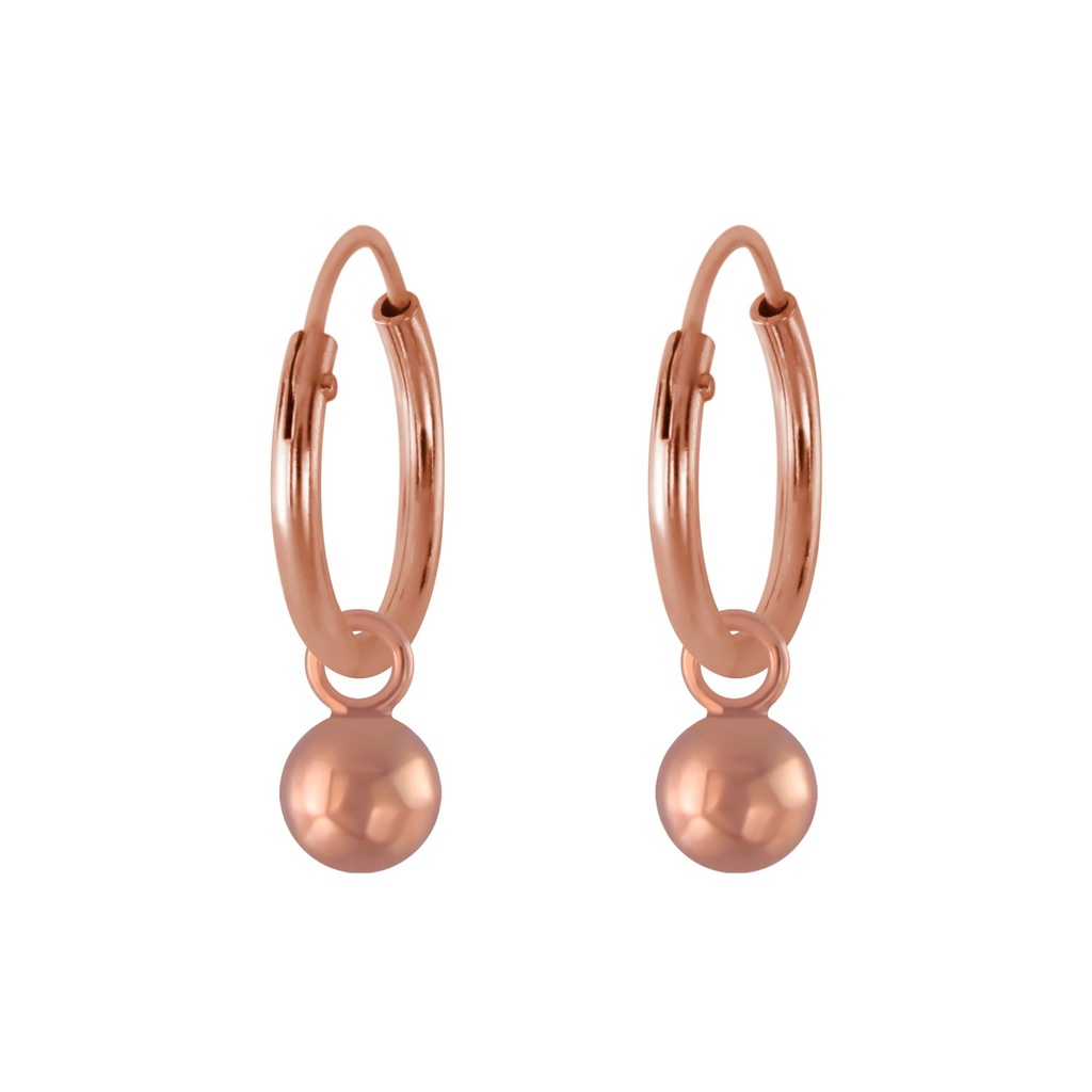[10002756] 4mm Silver Ball Charm Hoop Earrings