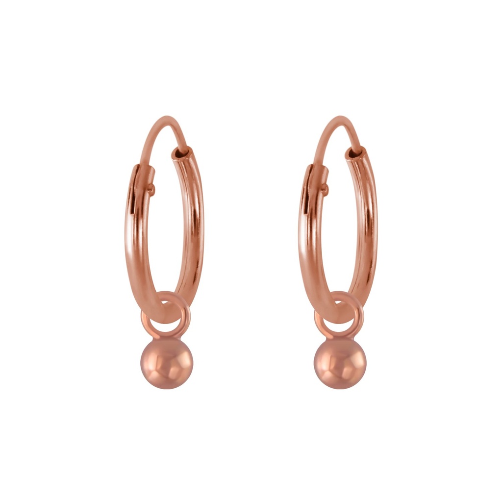 3mm Silver Ball Charm Hoop Earrings