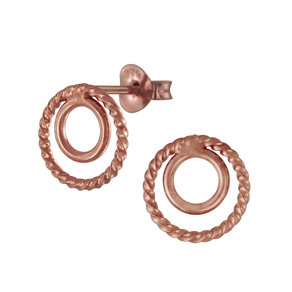 [10002742] Silver Twisted Circle Stud Earrings
