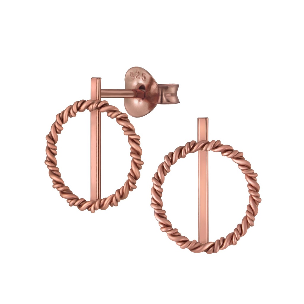 Puces d'oreilles cercle torsadées en argent