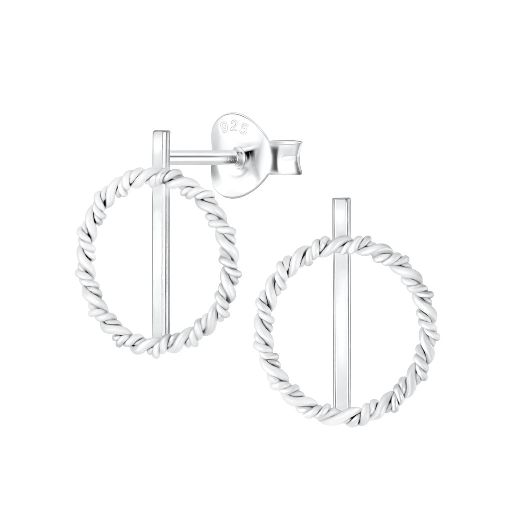 Puces d'oreilles cercle torsadées en argent