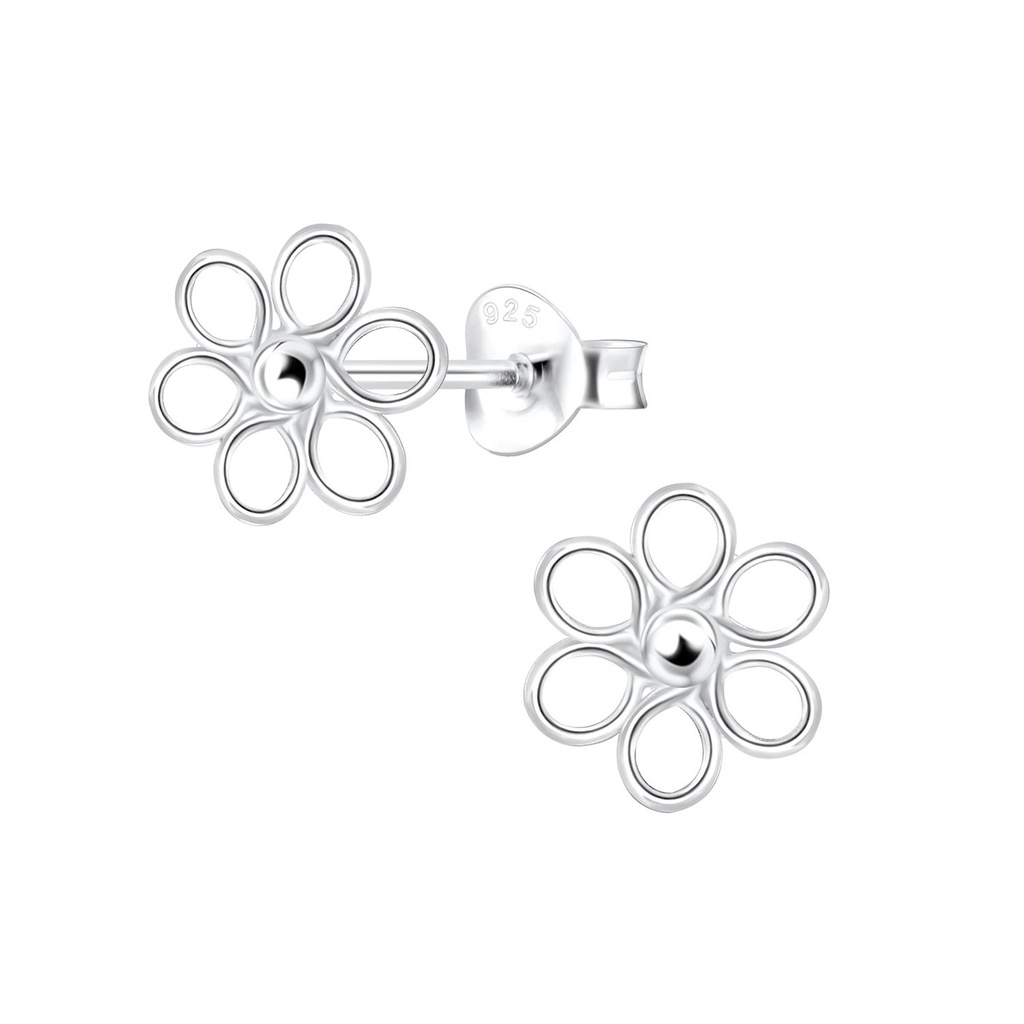 Puces d'oreilles fleur en argent