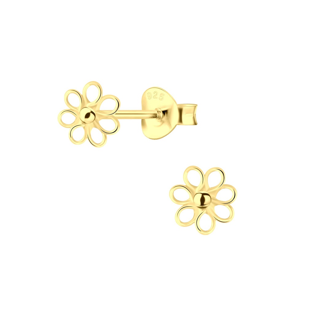Puces d'oreilles fleur en argent