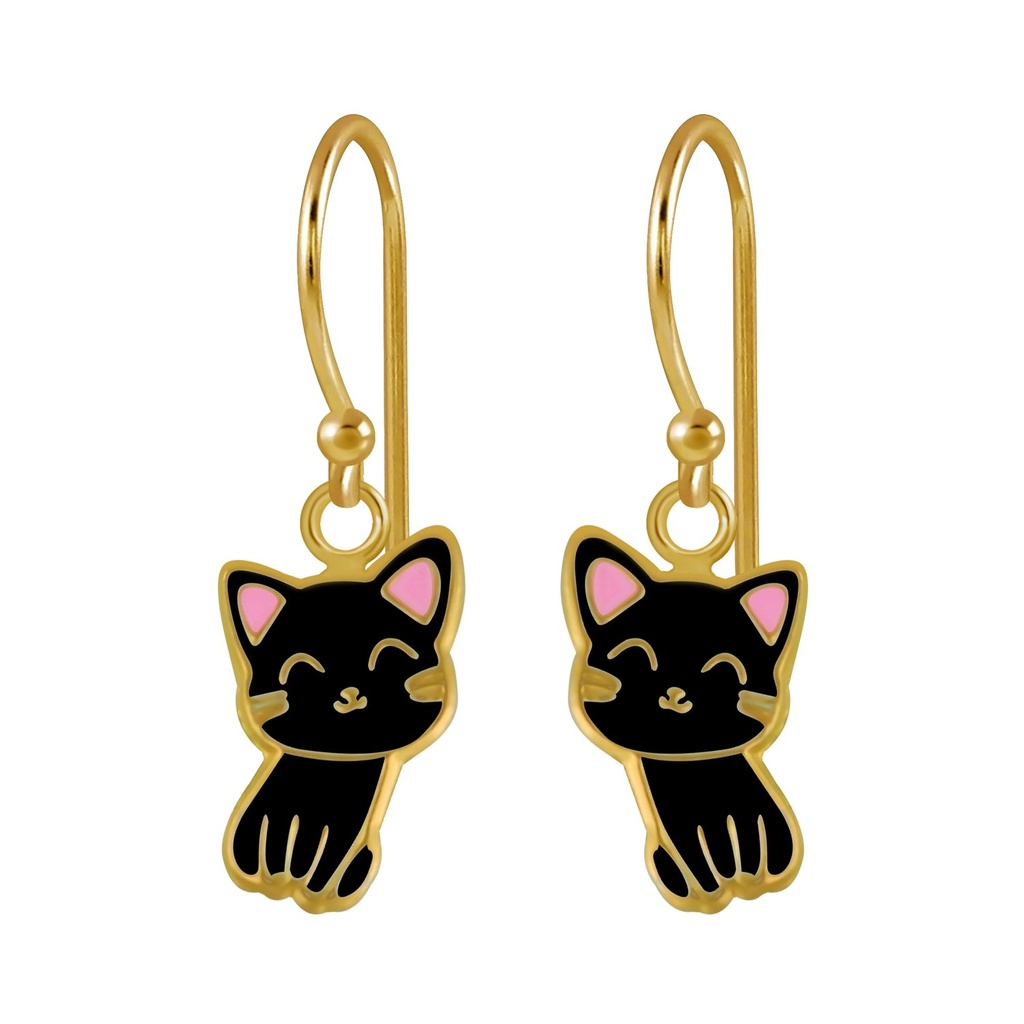 Boucles d'oreilles chat en argent