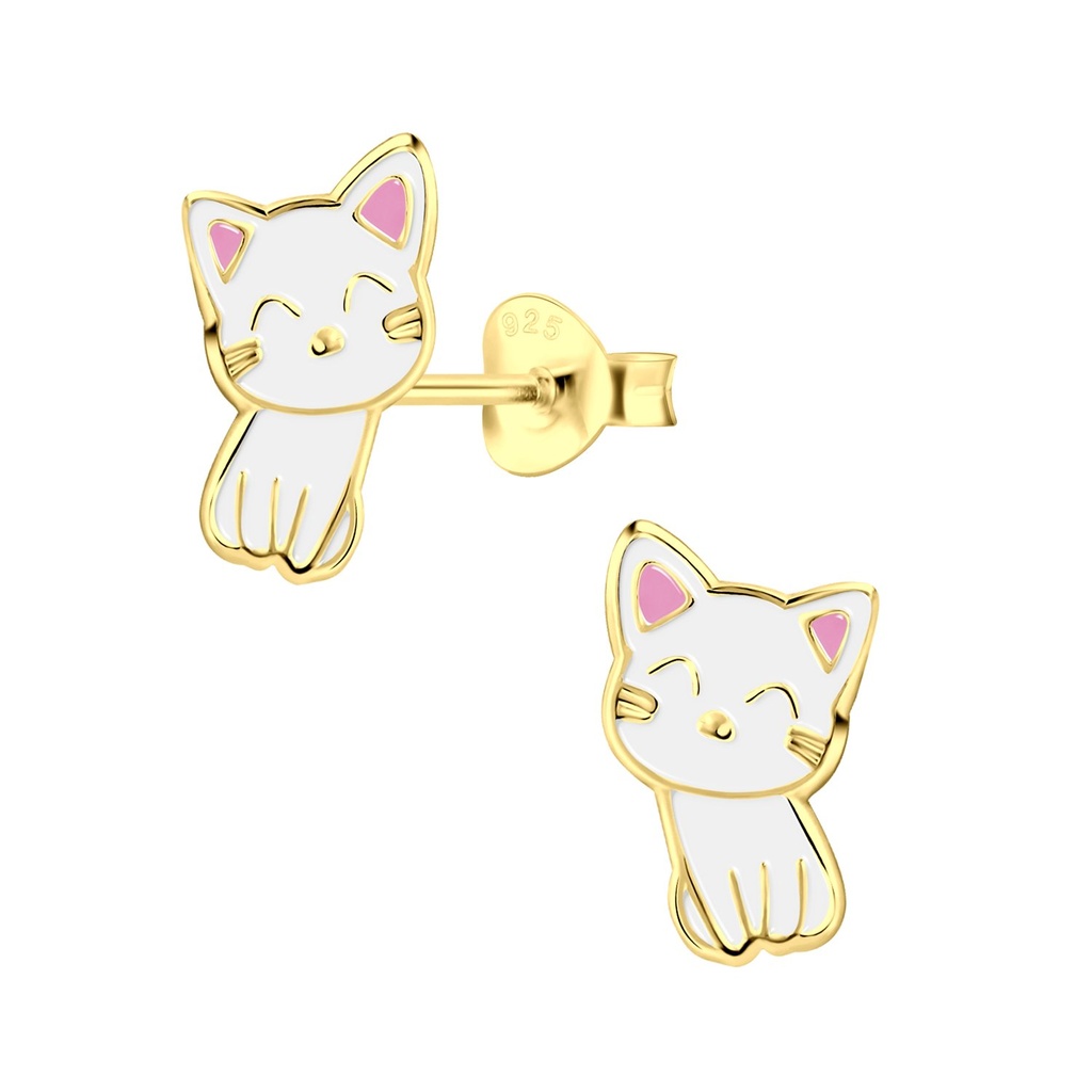Puces d'oreilles chat en argent