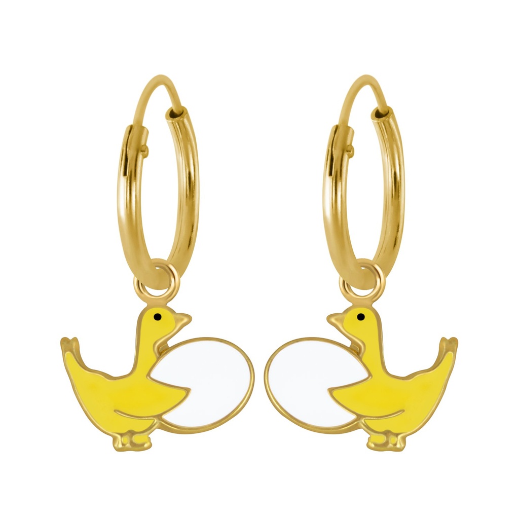 Silver Goose Charm Hoop Earrings