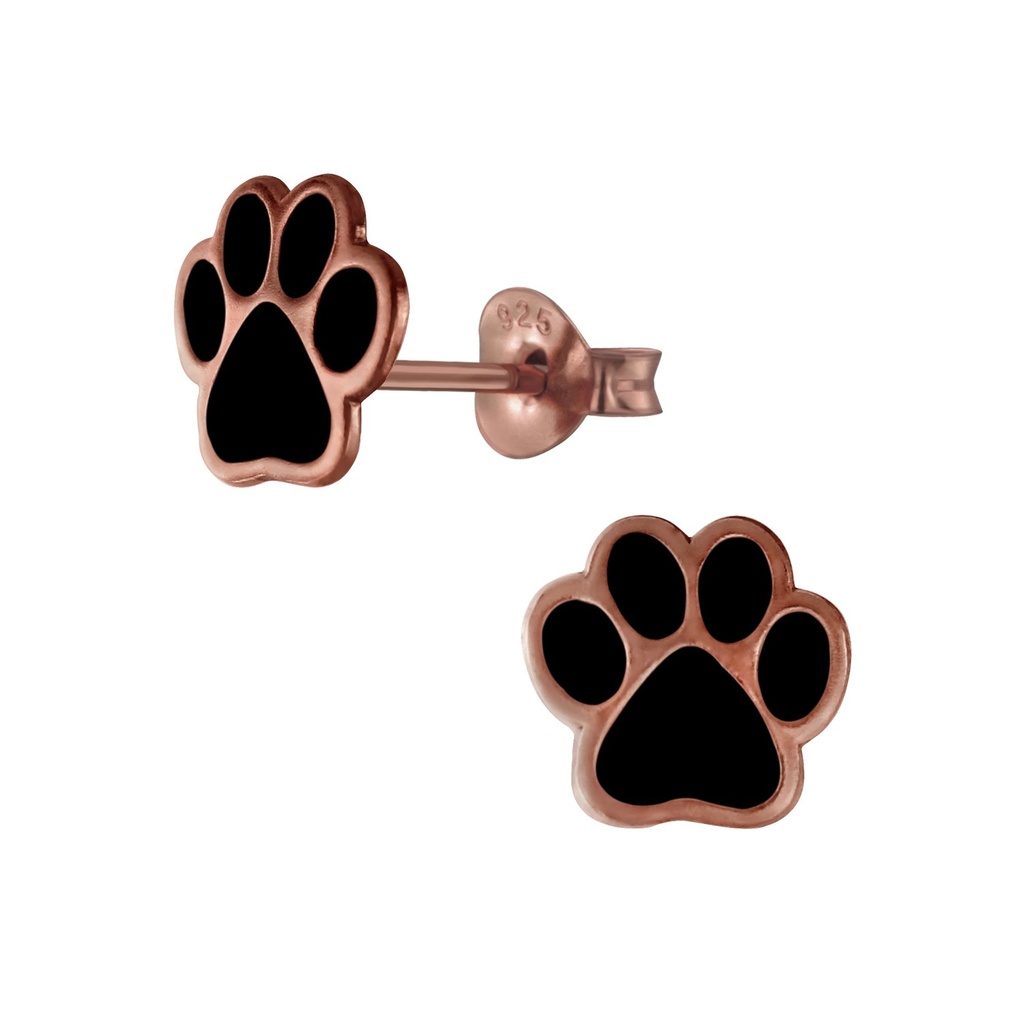 [10002702] Silver Paw Print Stud Earrings