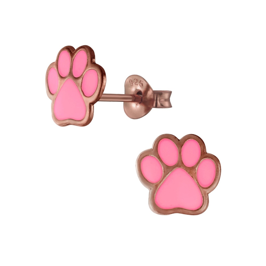 [10002701] Silver Paw Print Stud Earrings