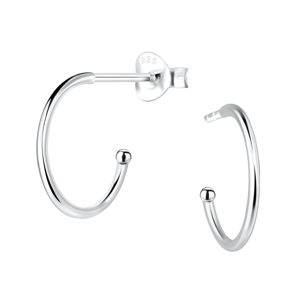 Puces d'oreilles demi-créole en argent