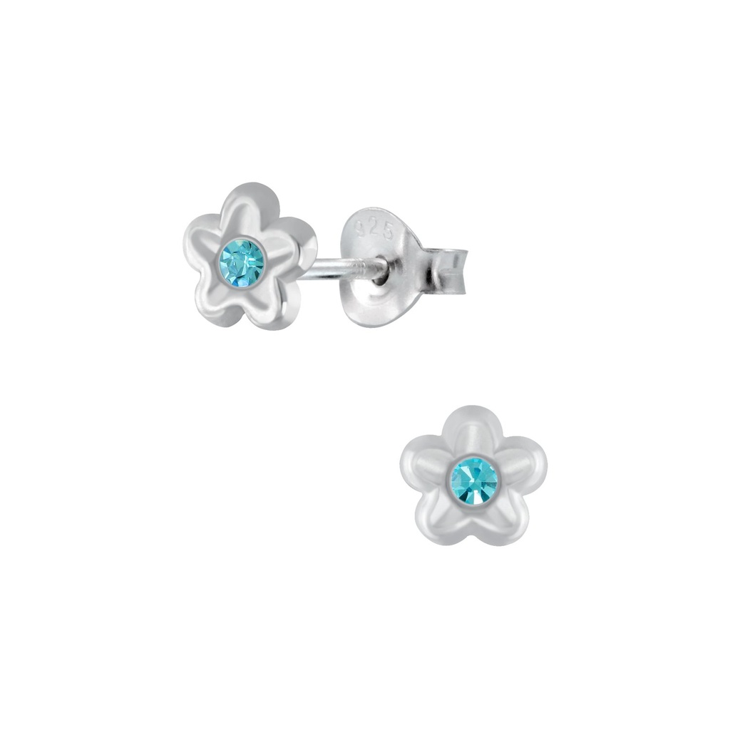 Puces d'oreilles fleur en argent